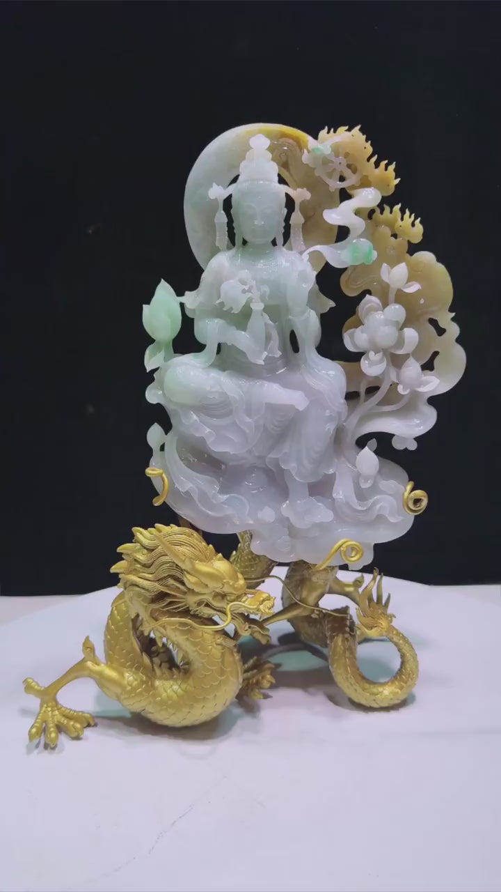 翡翠御龙菩萨擺件