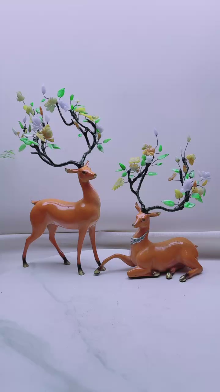 翡翠 一路生花擺件一對
