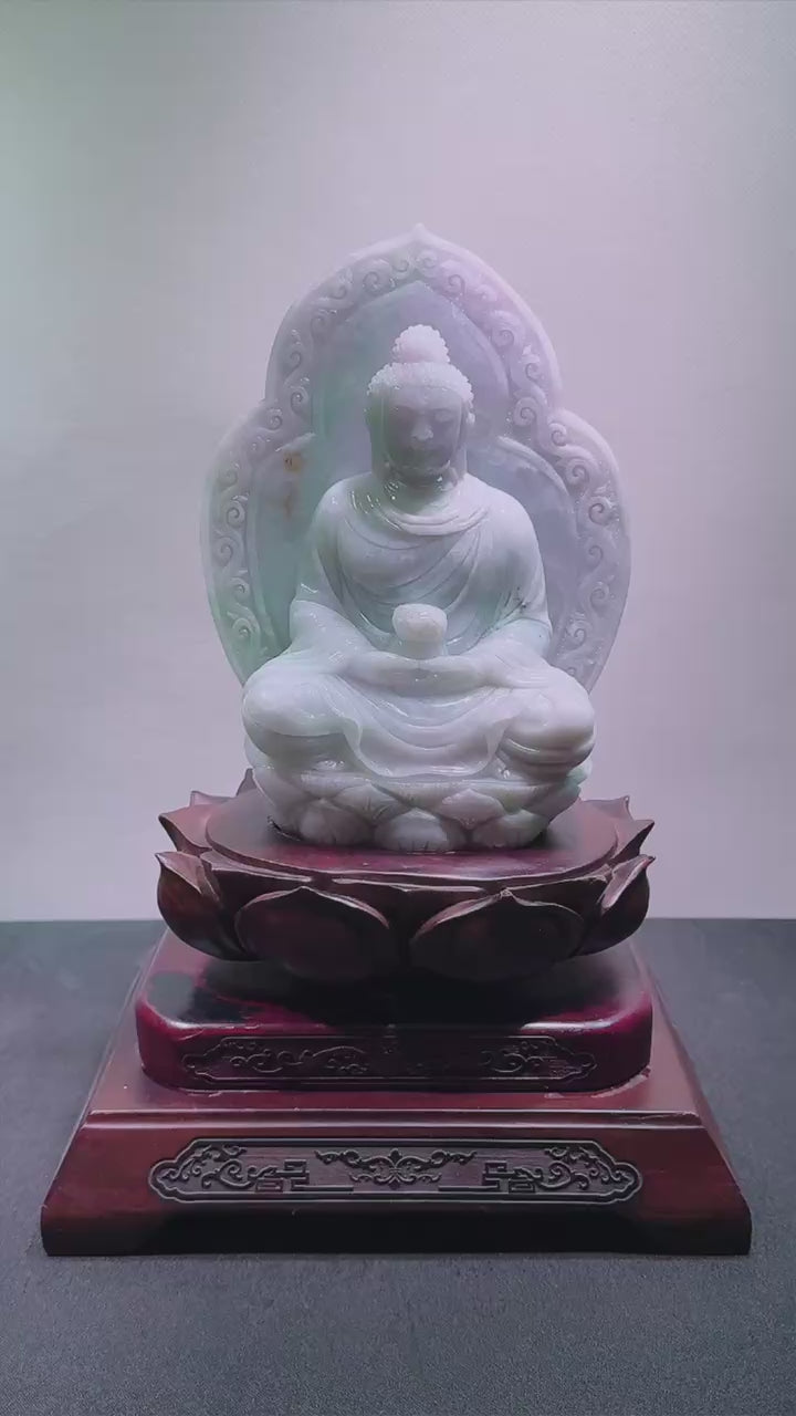 緬甸天然翡翠玉石精雕藥師佛擺件